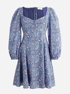New J. Crew x Liberty Sweetheart Long Sleeve Mini Dress Bourton Bloom Size 00